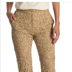 Valentino Beige  floral crochet lace pants, size 6, nwt